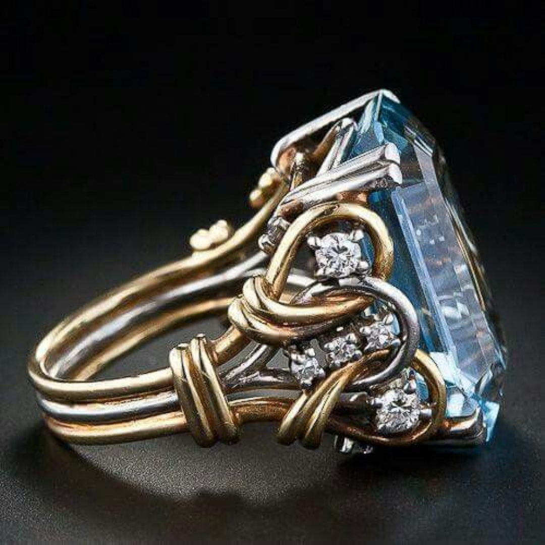 Exclusive Vintage Gold Ring with Blue Zircon