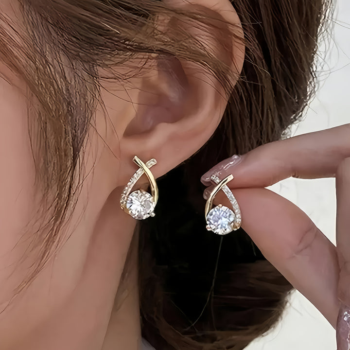 O&O - Golden Cross Zirconia Stud Earrings
