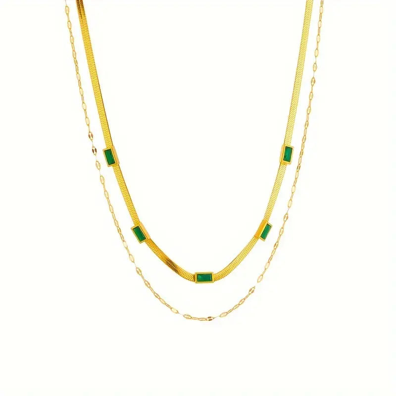Sorella Gem Retro Double-Layer Necklace | Gold