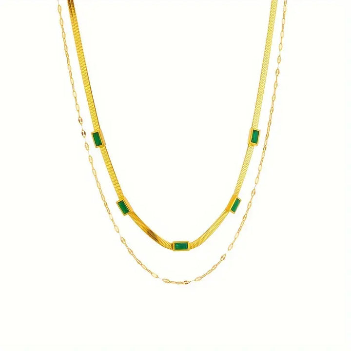 Sorella Gem Retro Double-Layer Necklace | Gold