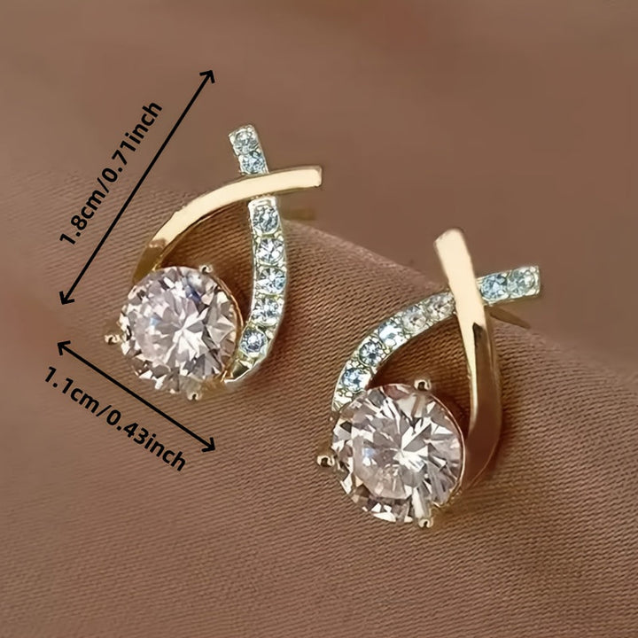 O&O - Golden Cross Zirconia Stud Earrings