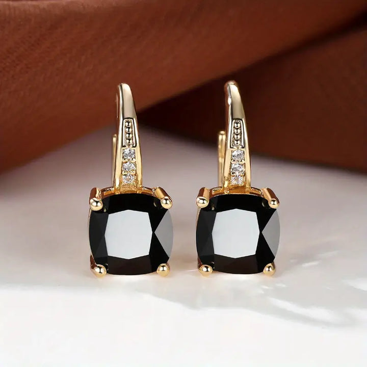 Gold Hoops with Mystic Sapphire Stone