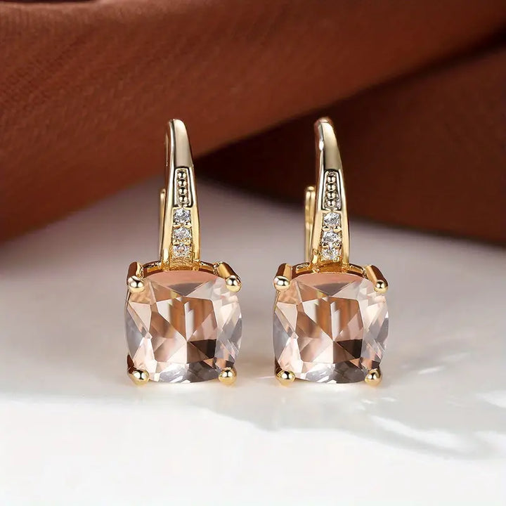 Gold Hoops with Mystic Sapphire Stone