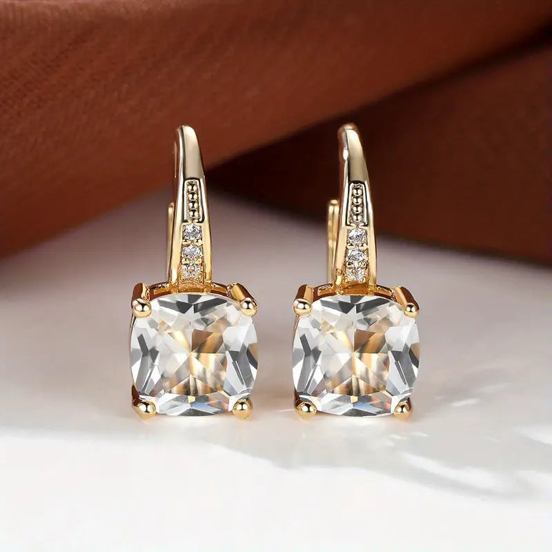 Gold Hoops with Mystic Sapphire Stone