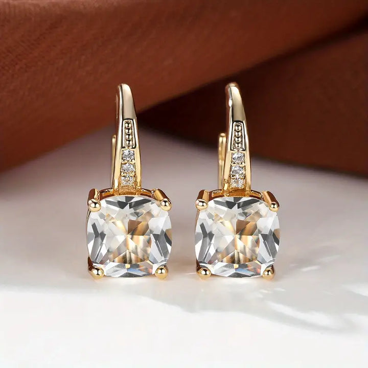 Gold Hoops with Mystic Sapphire Stone