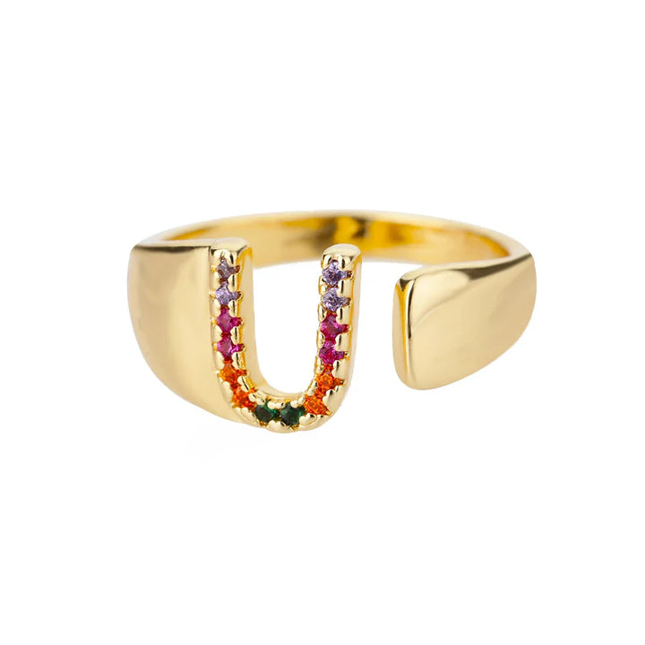 Unity - Gold Stainless Steel Initial Ring