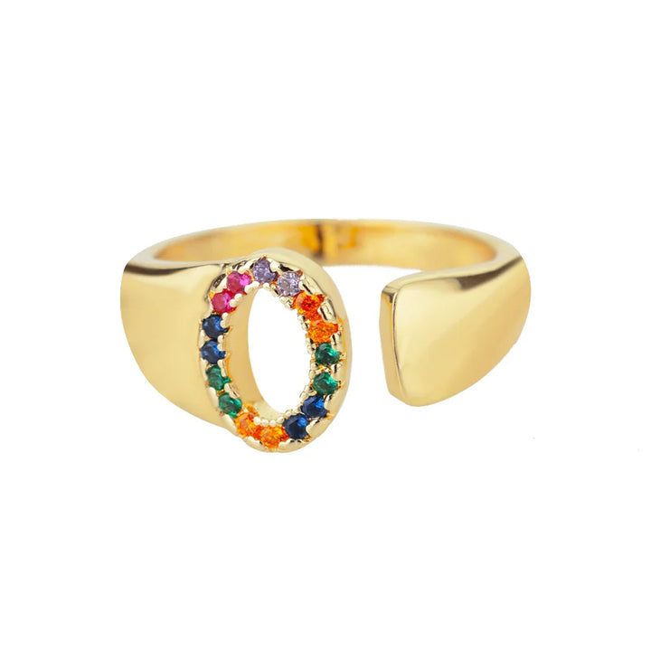 Olive - Gold Stainless Steel Initial Ring