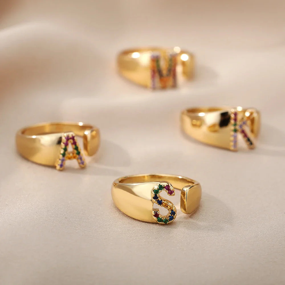 Nova - Gold Stainless Steel Initial Ring