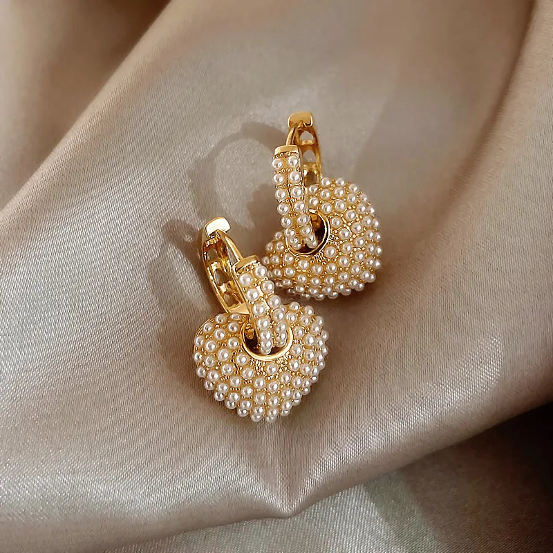 Pearl Heart Earrings