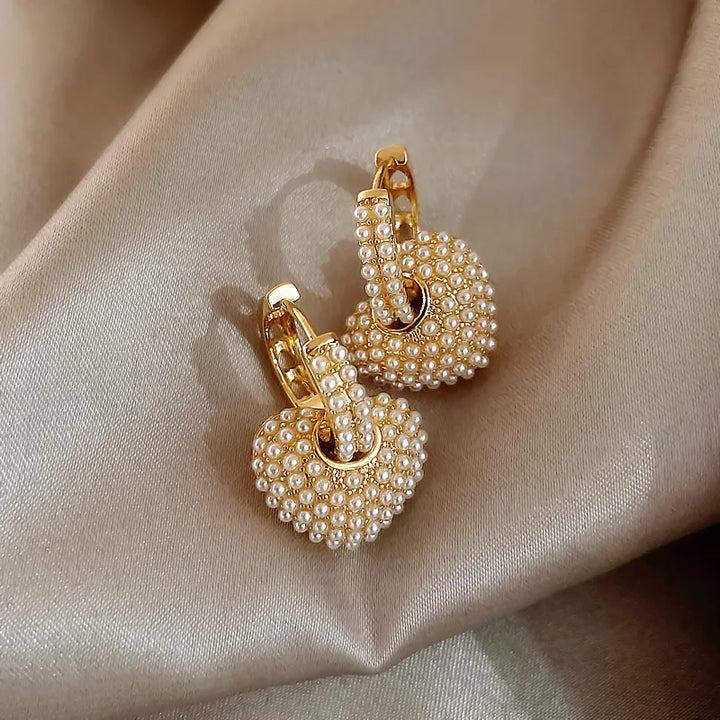 Pearl Heart Earrings