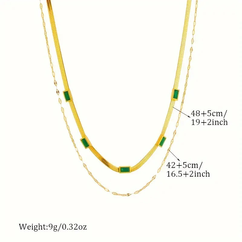 Sorella Gem Retro Double-Layer Necklace | Gold